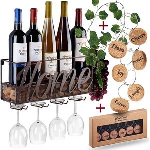 “Home” Wine Rack by Anna Stay w/ Wine Glass Charms